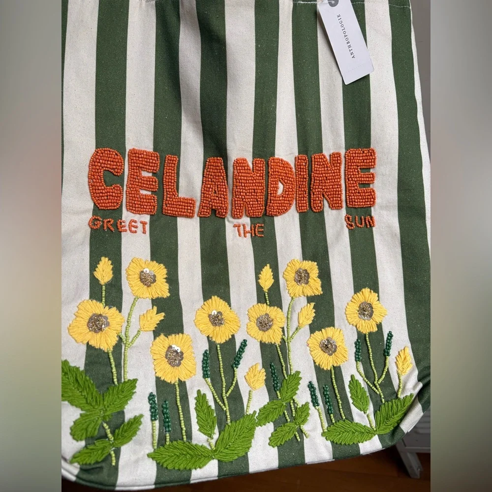 Printed Beaded Canvas Tote Bag (See photos/Description) - Picture 8 of 16
